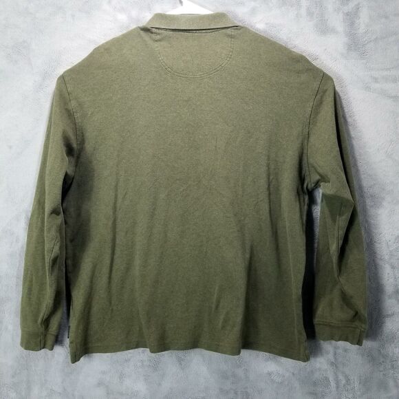 IZOD Polo shirt Mens L/G Green Long sleeve Collared Rugby - Picture 7 of 8